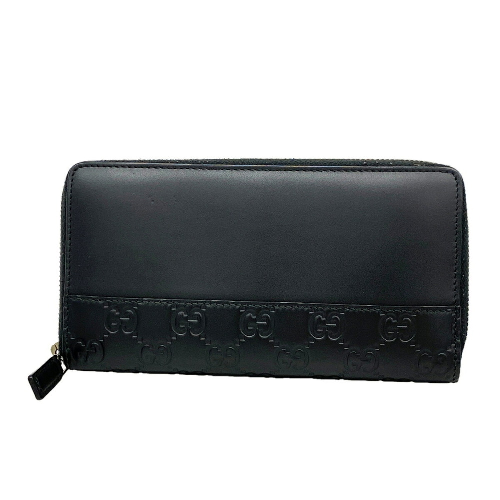 Gucci long wallet, Guccissima pattern, 408839, leather, black, men's.
